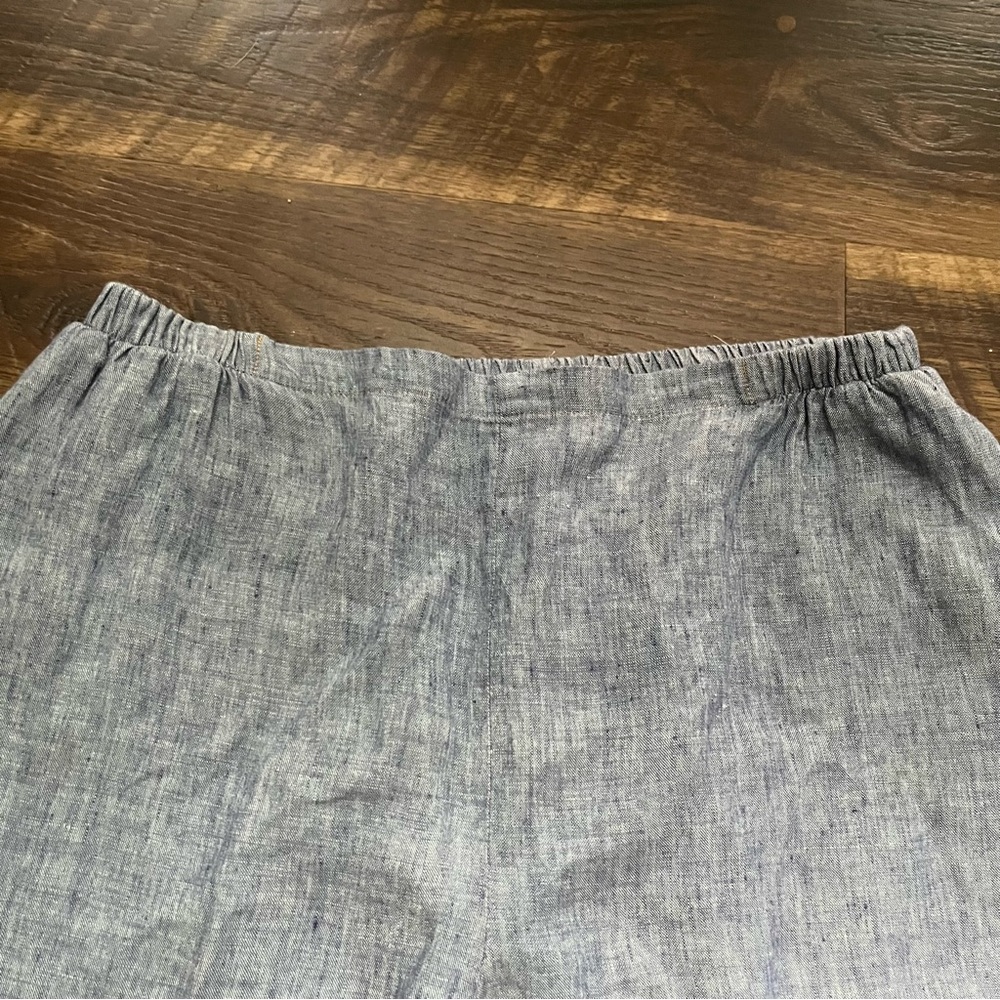 Flax by Jeanne englelhart 100% premium linen blue tapered pull on pants large - Picture 2 of 11